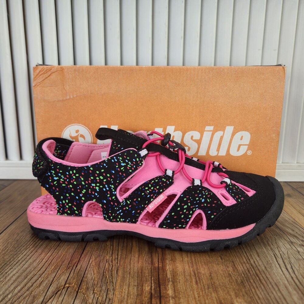 Northside Burke SE Sport Sandal Girls Size 5 Black Fuchsia Speckled Water Shoes